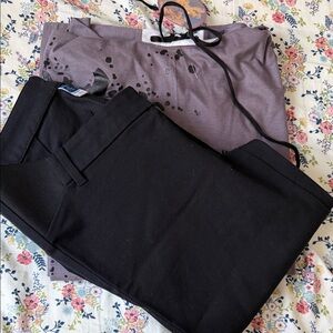Maternity set: straight fit Black Trousers with a maternity shirt